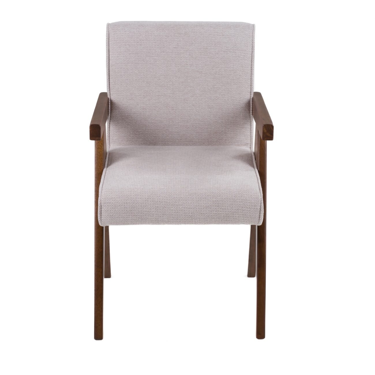 Modrest Joseline - Modern Beige Fabric + Walnut Dining Chair (Set of 2) - Image 2