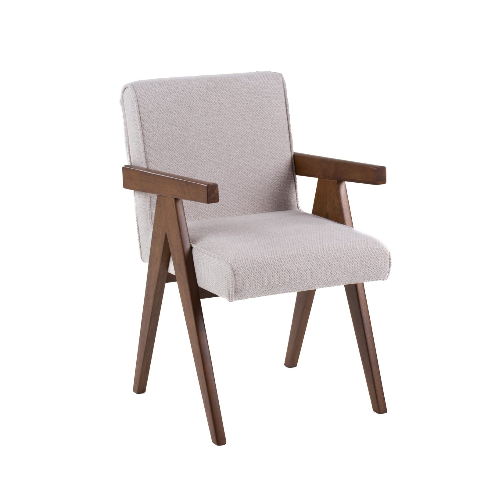 Modrest Joseline - Modern Beige Fabric + Walnut Dining Chair (Set of 2) - Image 3