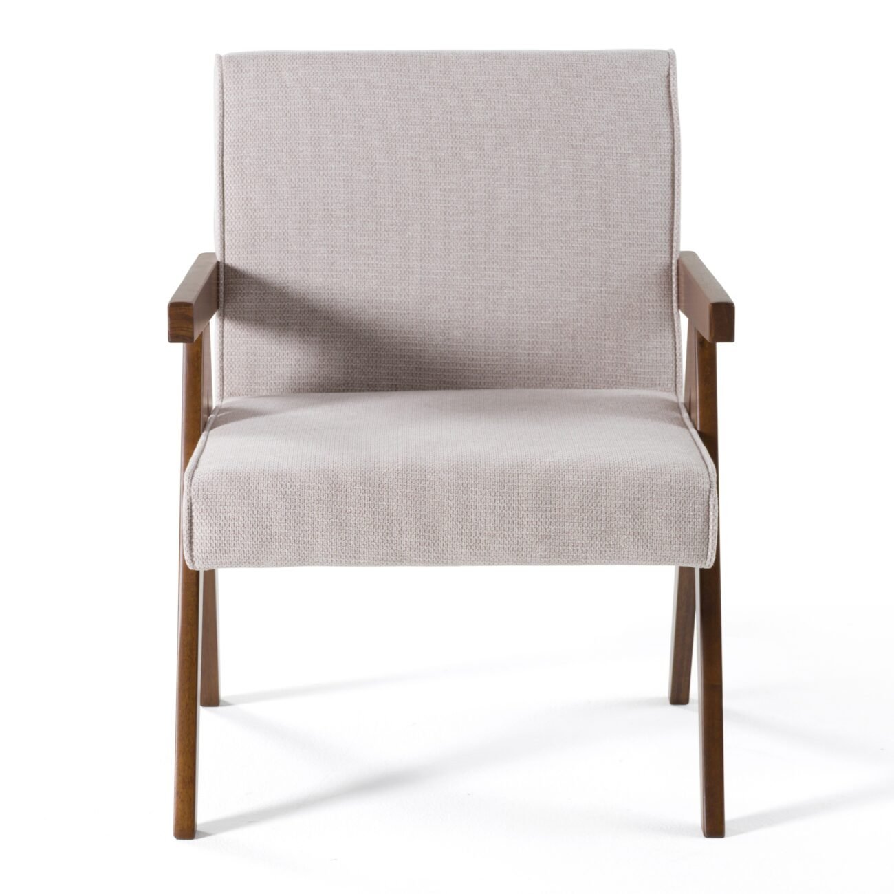 Modrest Joseline - Modern Beige Fabric + Walnut Accent Chair (Set of 2) - Image 2