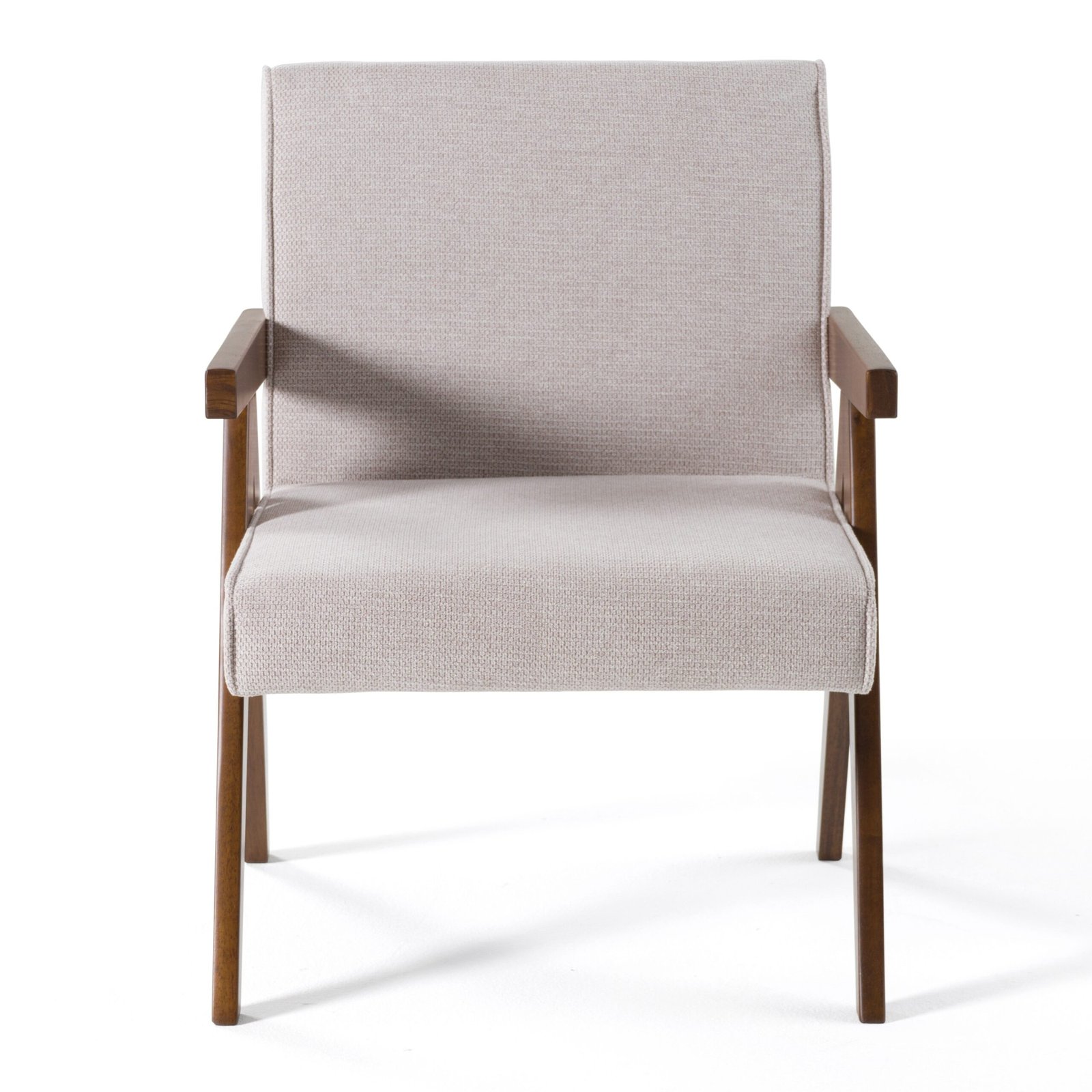 Modrest Joseline - Modern Beige Fabric + Walnut Accent Chair (Set of 2) - Image 2