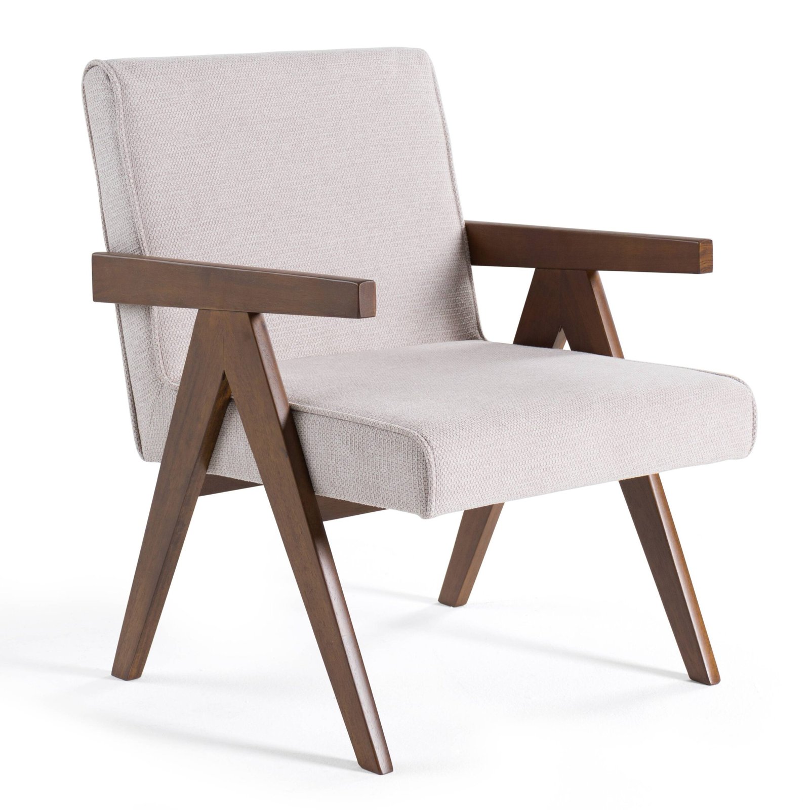 Modrest Joseline - Modern Beige Fabric + Walnut Accent Chair (Set of 2) - Image 3