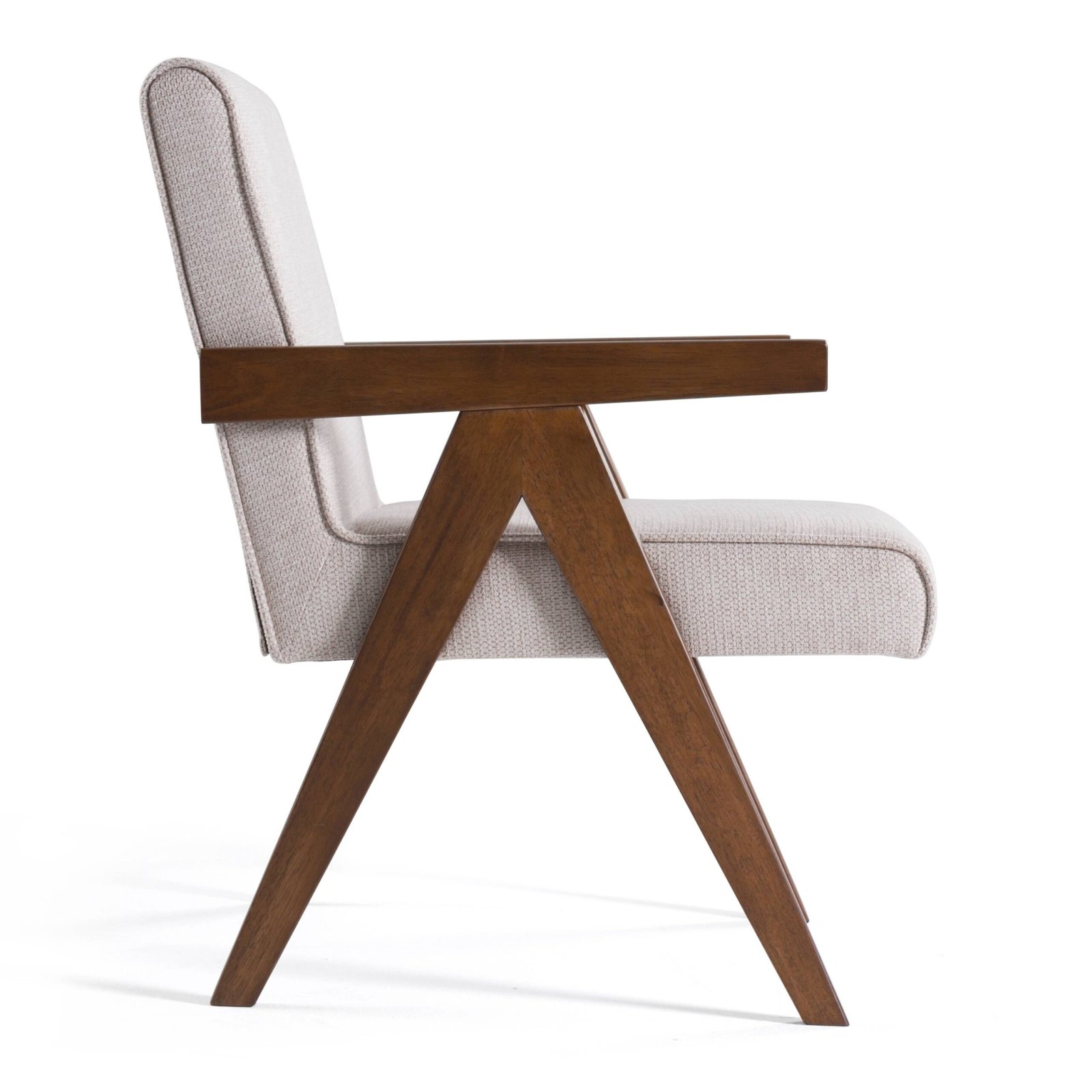 Modrest Joseline - Modern Beige Fabric + Walnut Accent Chair (Set of 2) - Image 4