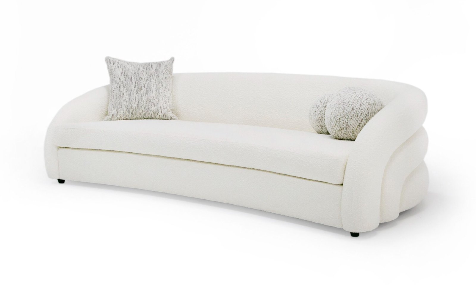 Modrest - Joshua Modern 4-Seater Curved White and Taupe Fabric Sofa - Image 2