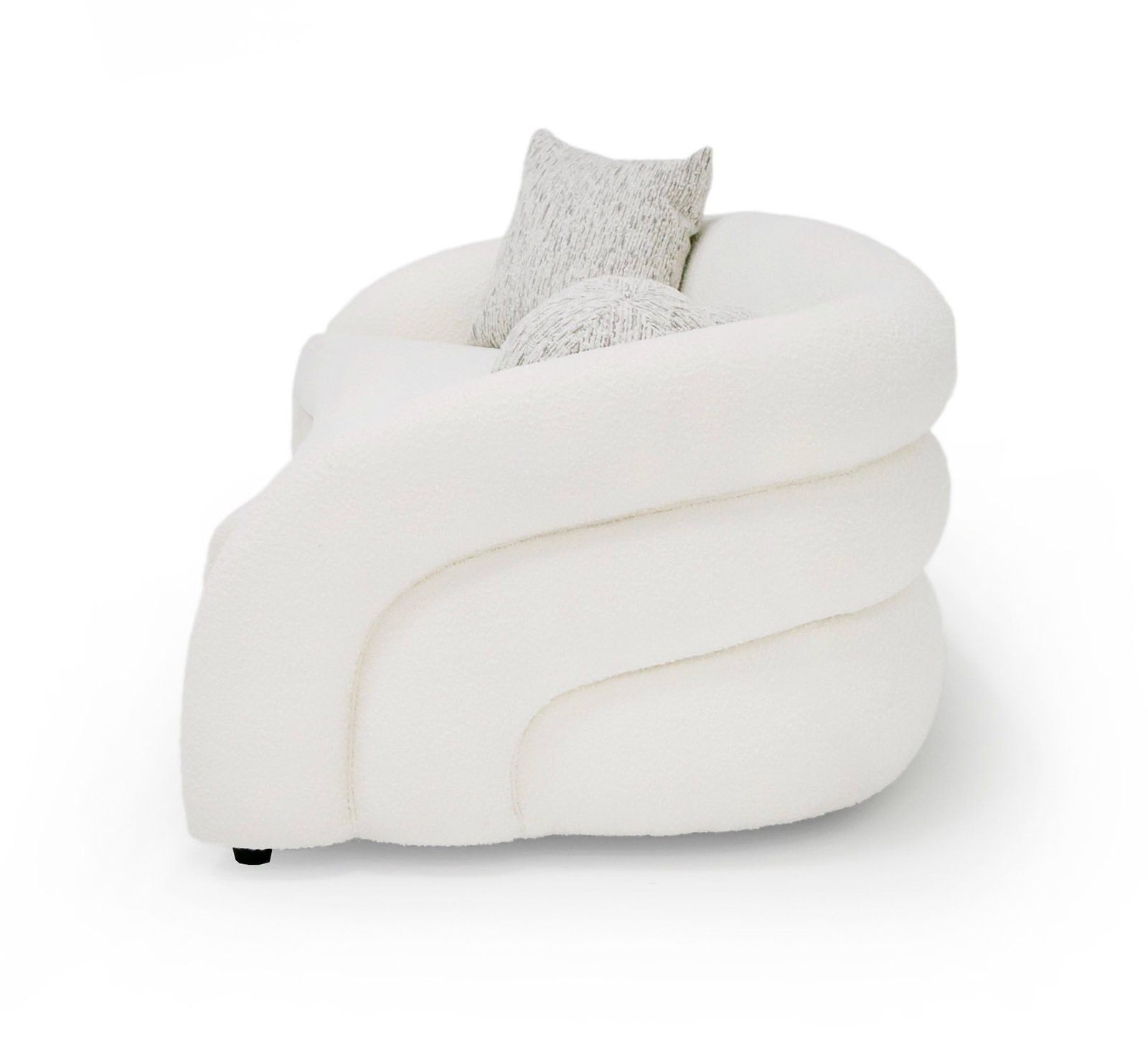 Modrest - Joshua Modern 4-Seater Curved White and Taupe Fabric Sofa