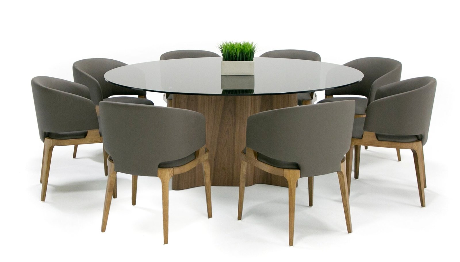 Modrest Kaye - Modern Walnut + Glass 71" Round Dining Table - Image 3