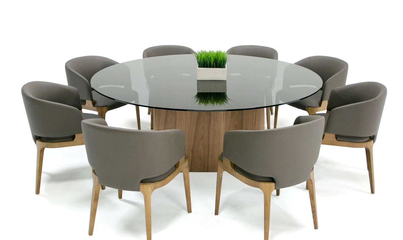 Modrest Kaye - Modern Walnut + Glass 71" Round Dining Table - Image 4