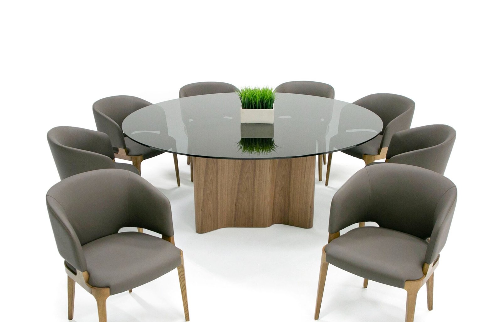 Modrest Kaye - Modern Walnut + Glass 71" Round Dining Table - Image 5