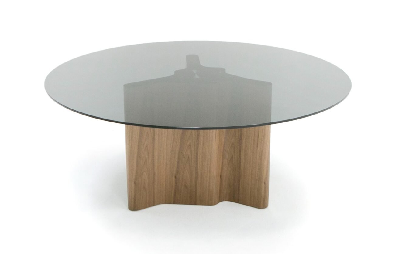 Modrest Kaye - Modern Walnut + Glass 71" Round Dining Table - Image 2