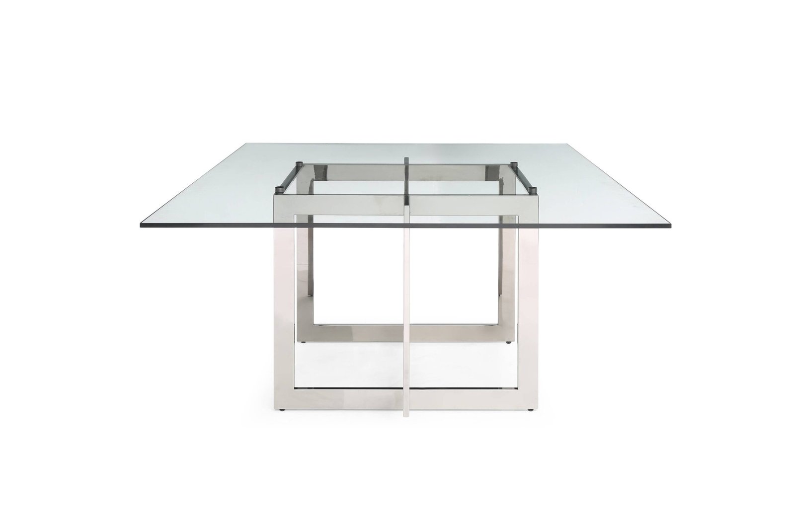 Modrest Keaton - Square Modern Glass + Stainless Steel Dining Table - Image 5