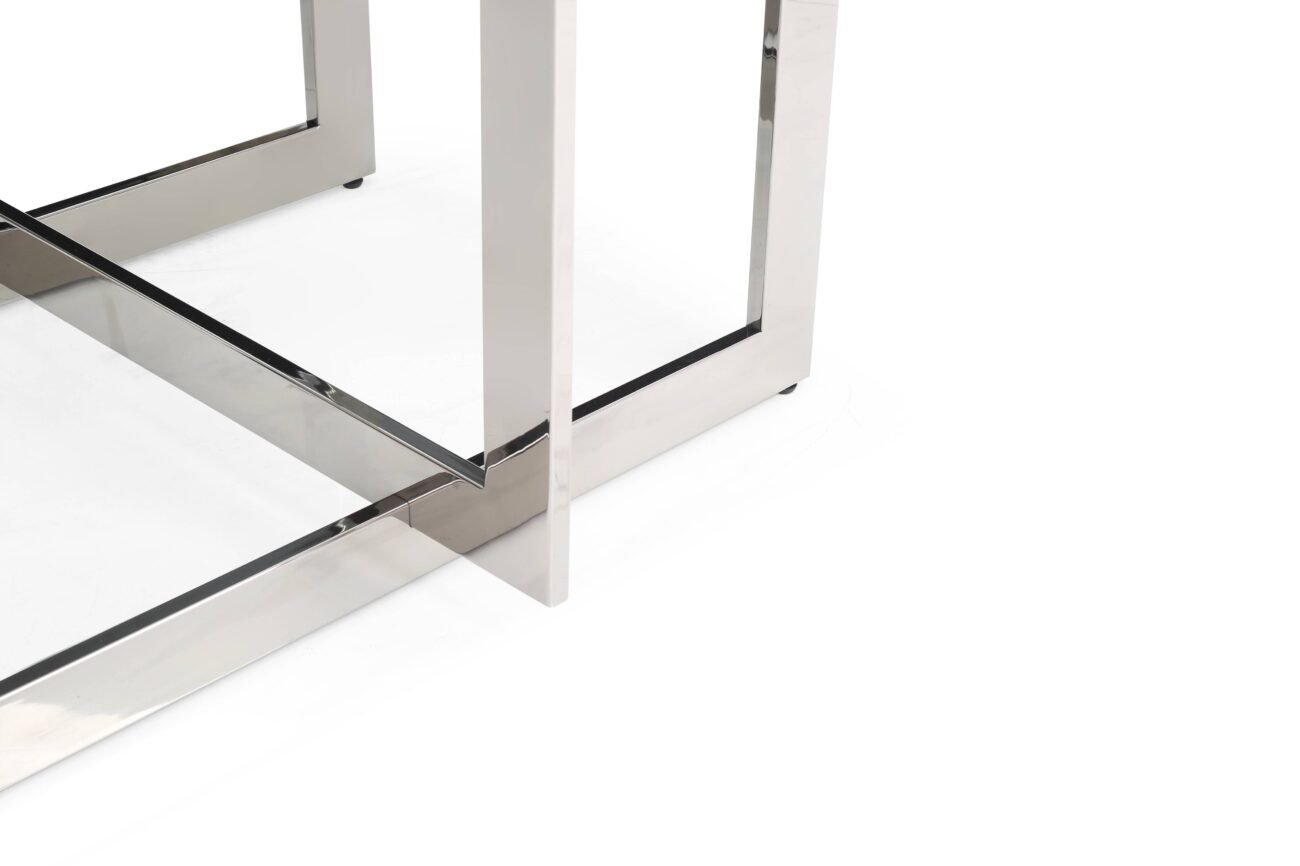 Modrest Keaton - Square Modern Glass + Stainless Steel Dining Table - Image 2