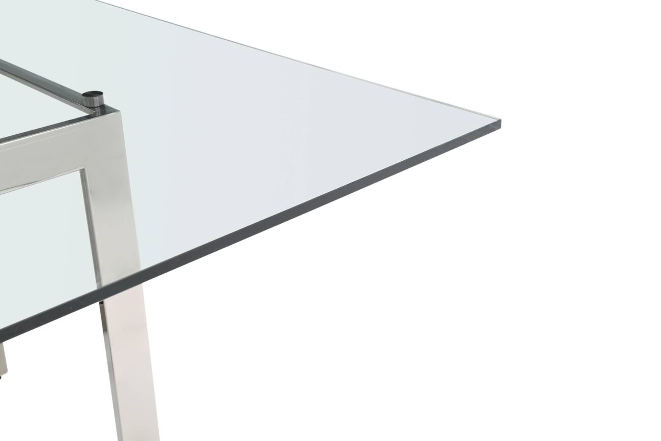 Modrest Keaton - Square Modern Glass + Stainless Steel Dining Table - Image 3