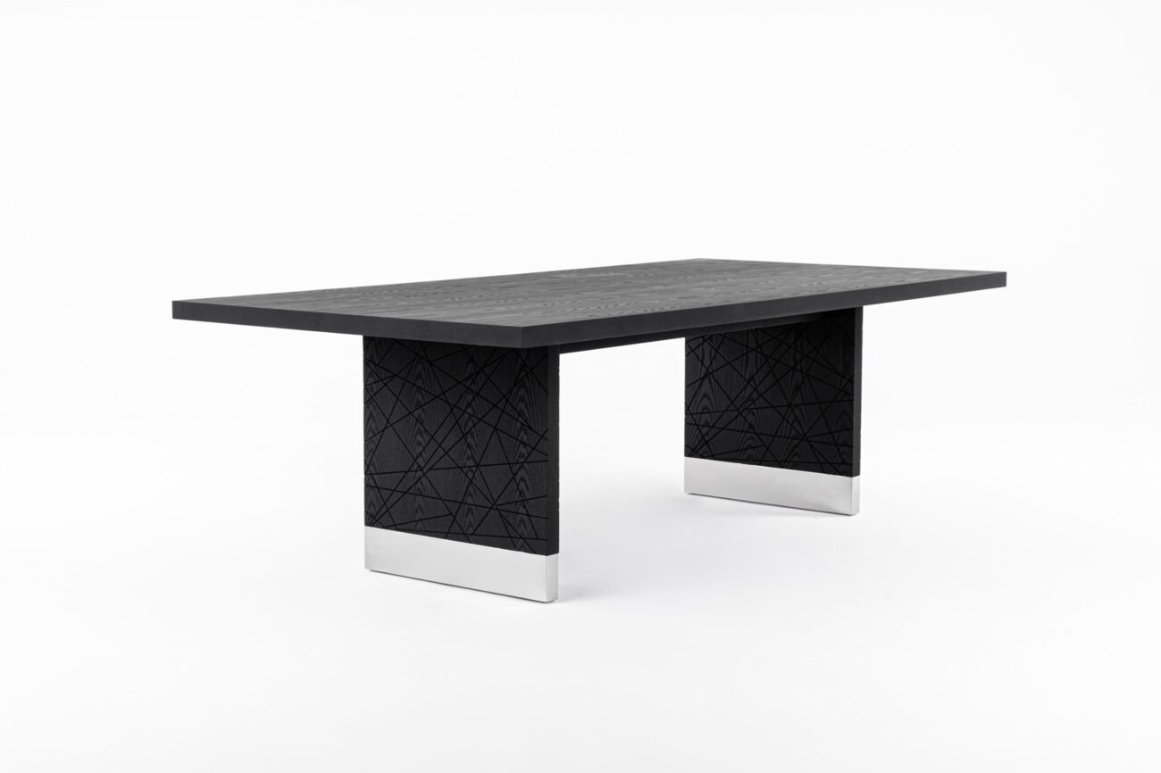 Modrest Kenda - Modern Black Ash + Stainless Steel Dining Table - Image 2