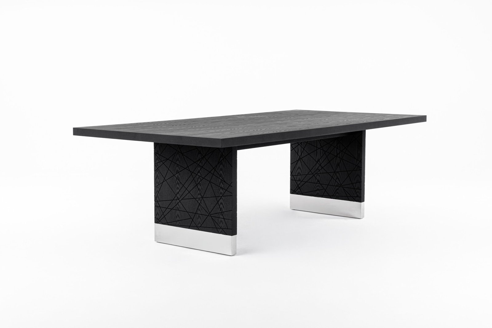 Modrest Kenda - Modern Black Ash + Stainless Steel Dining Table - Image 2