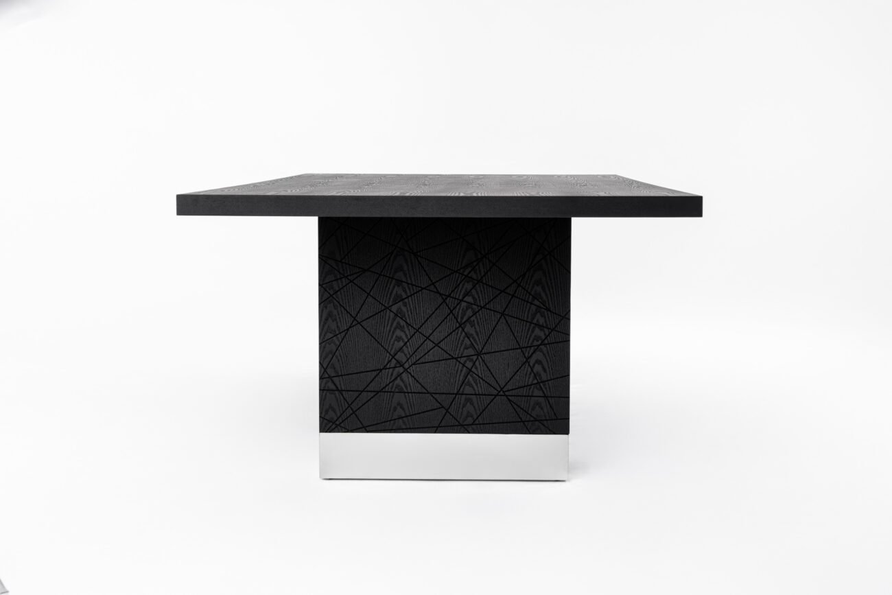 Modrest Kenda - Modern Black Ash + Stainless Steel Dining Table - Image 3