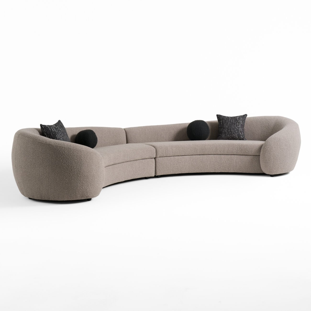 Modrest - Kilmer Modern Grey Curved Fabric Sectional Sofa - Image 2