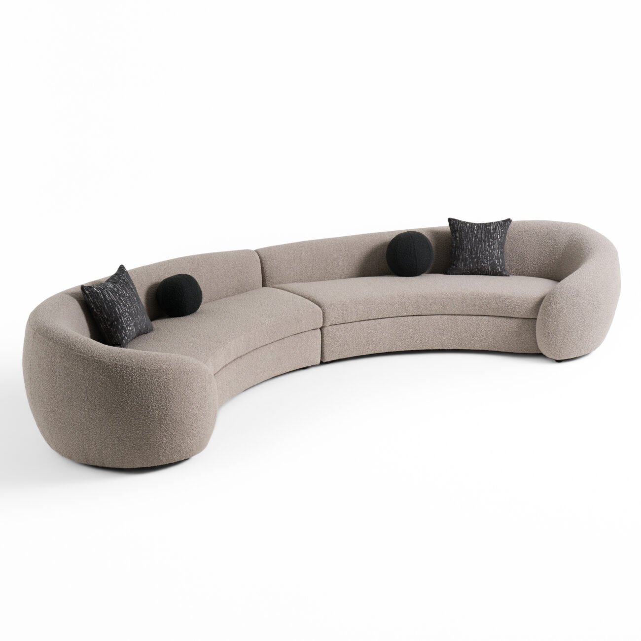 Modrest - Kilmer Modern Grey Curved Fabric Sectional Sofa - Image 3