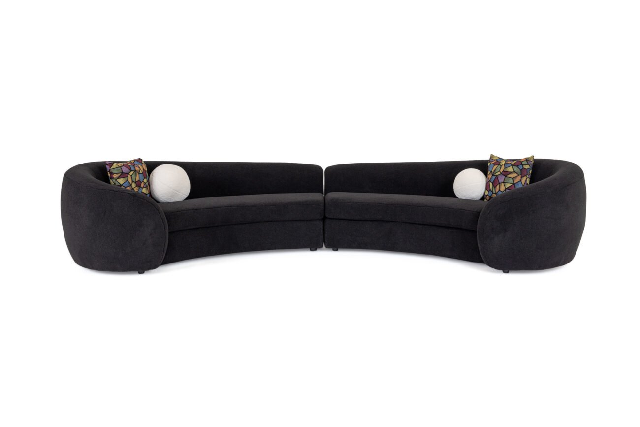 Modrest - Kilmer Modern Black Curved Fabric Sectional Sofa - Image 2