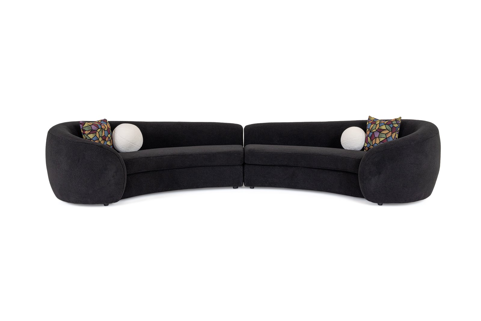 Modrest - Kilmer Modern Black Curved Fabric Sectional Sofa - Image 2
