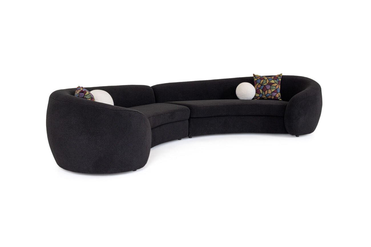 Modrest - Kilmer Modern Black Curved Fabric Sectional Sofa - Image 3