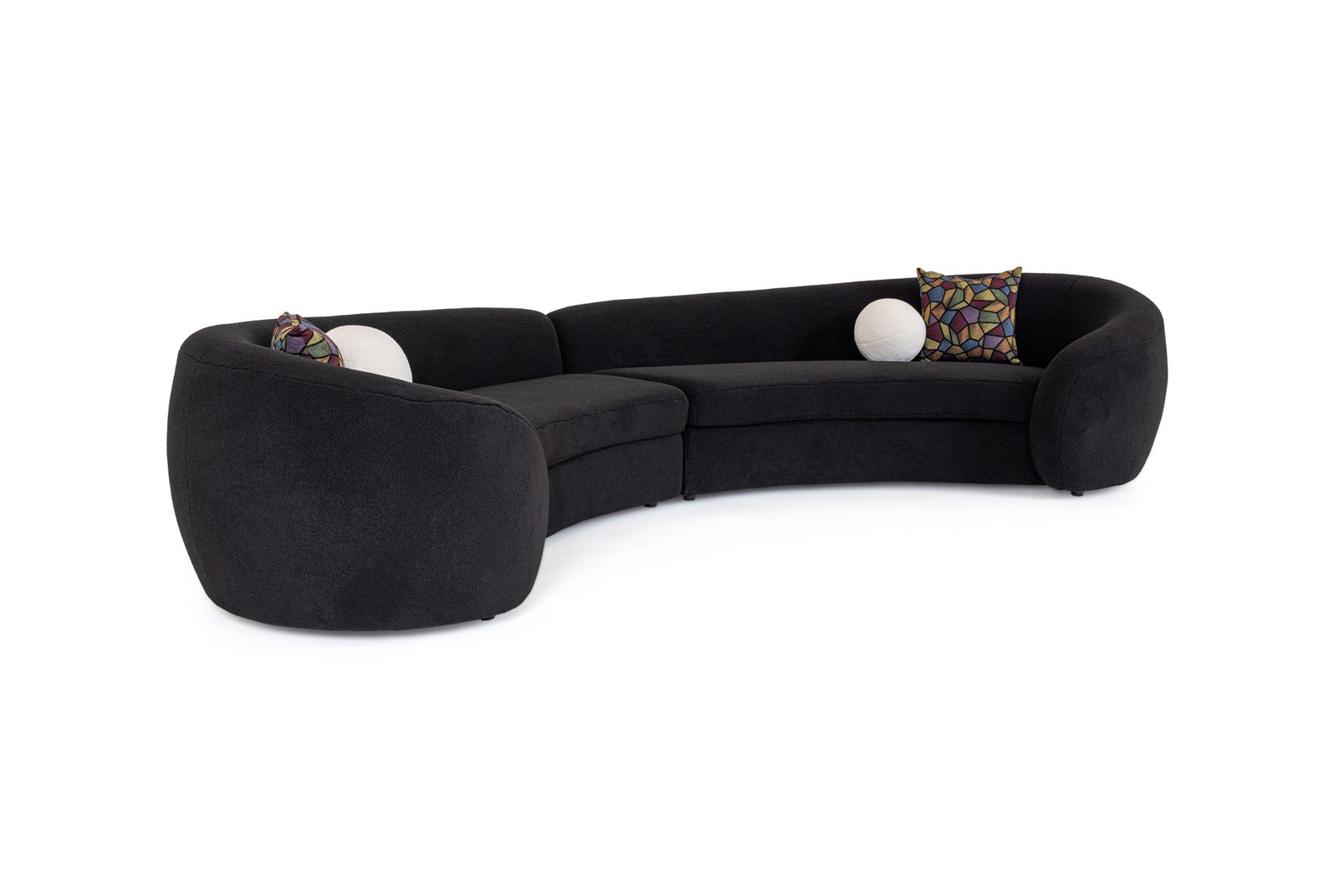 Modrest - Kilmer Modern Black Curved Fabric Sectional Sofa - Image 3