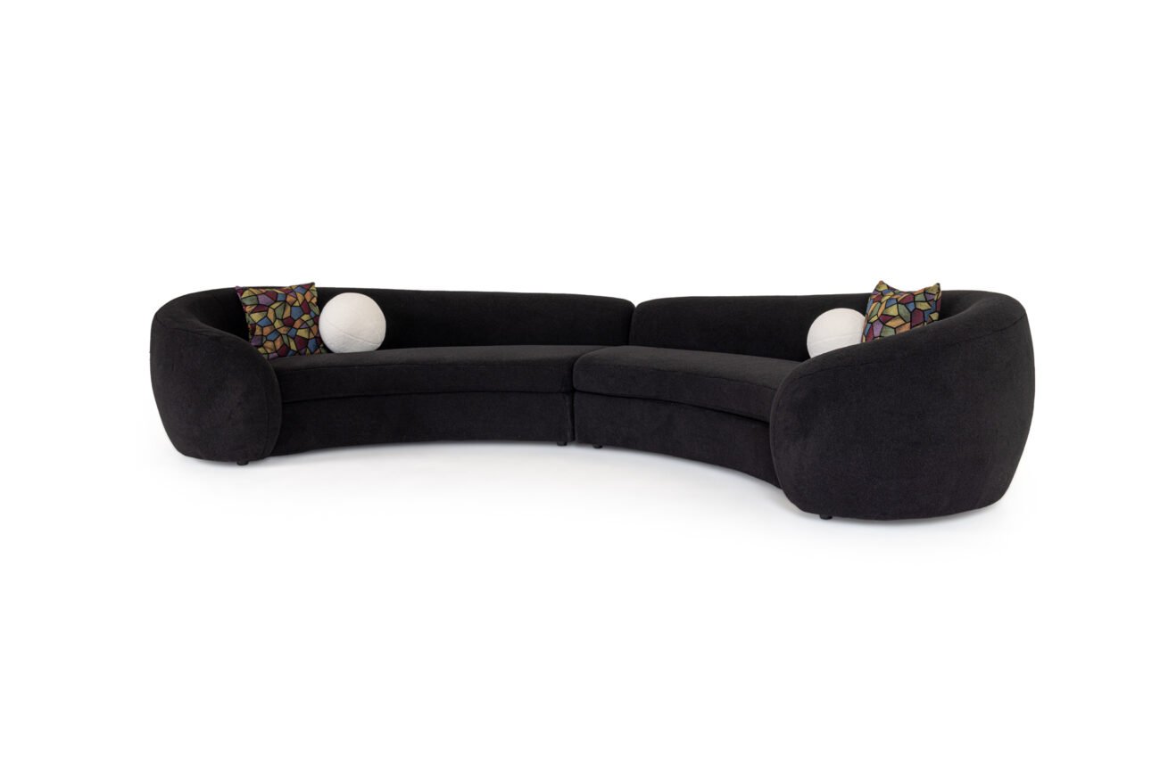 Modrest - Kilmer Modern Black Curved Fabric Sectional Sofa - Image 4