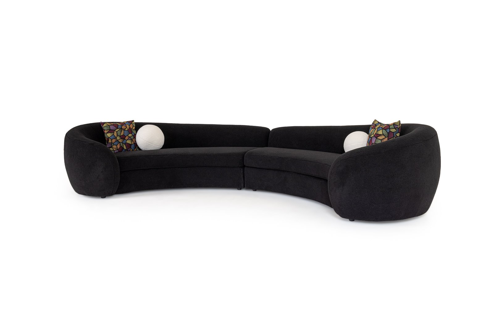 Modrest - Kilmer Modern Black Curved Fabric Sectional Sofa - Image 4