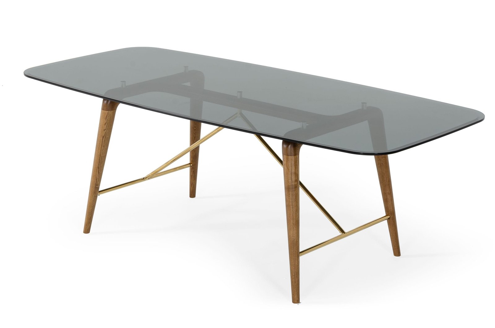 Modrest Kipling - Modern Smoked Glass & Walnut Large Dining Table - Image 2