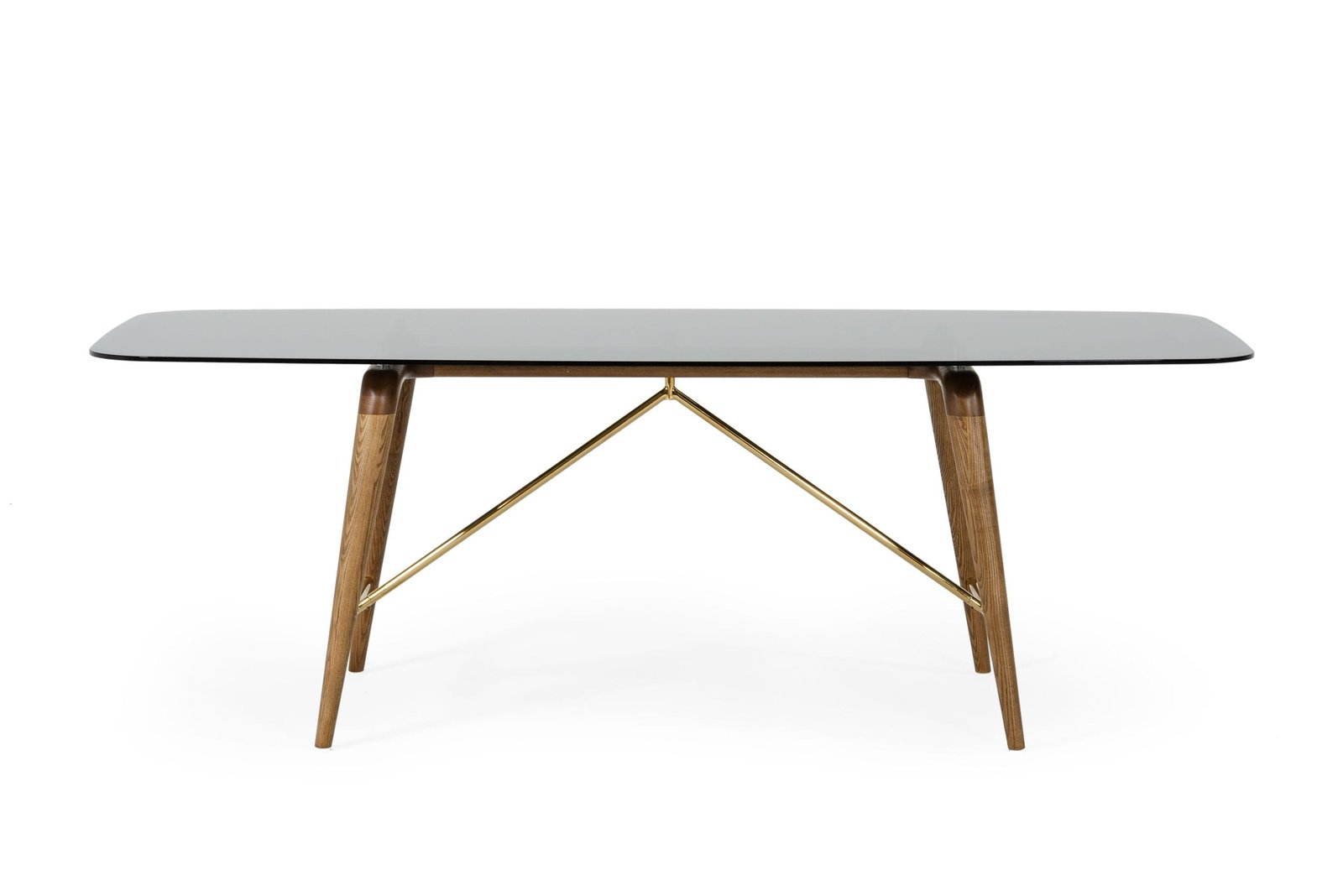 Modrest Kipling - Modern Smoked Glass & Walnut Large Dining Table - Image 3
