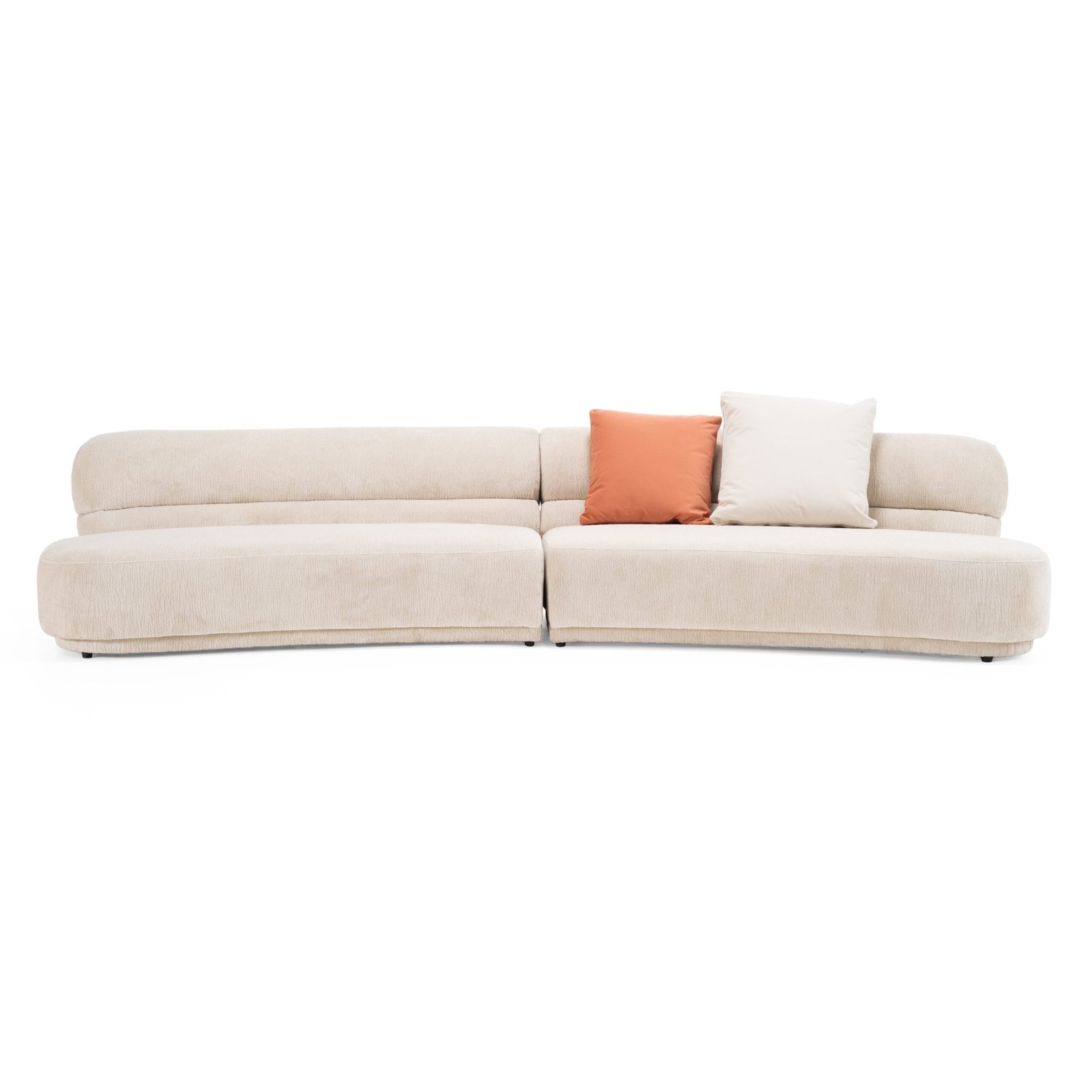 Divani Casa Knight - Modern Beige Fabric Curved Sectional - Image 4