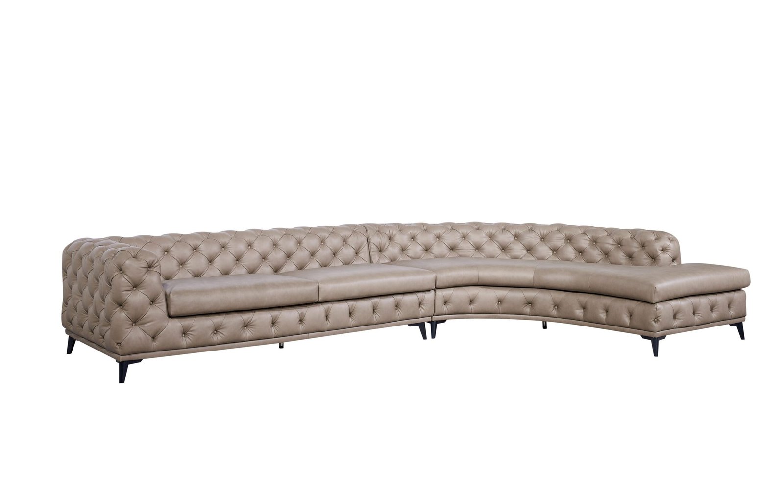 DIvani Casa Kohl - Contemporary Tan RAF Curved Shape Sectional Sofa w/ Chaise - Image 2