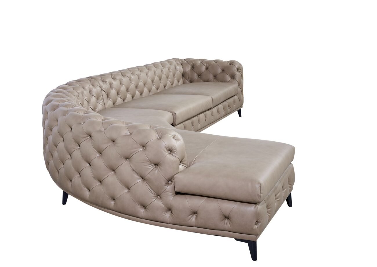 DIvani Casa Kohl - Contemporary Tan RAF Curved Shape Sectional Sofa w/ Chaise - Image 4