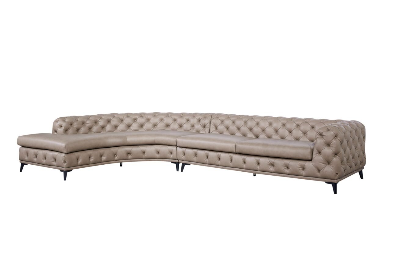 DIvani Casa Kohl - Contemporary Tan LAF Curved Shape Sectional Sofa w/ Chaise - Image 2
