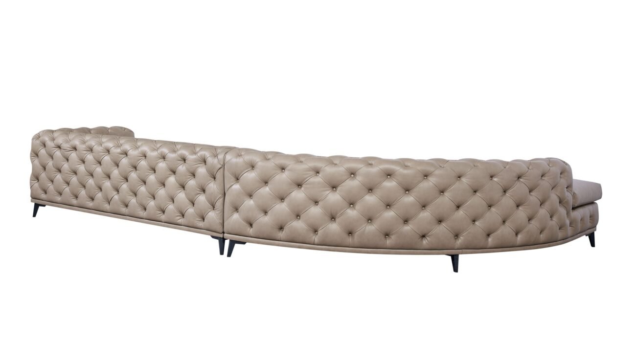 DIvani Casa Kohl - Contemporary Tan LAF Curved Shape Sectional Sofa w/ Chaise - Image 3