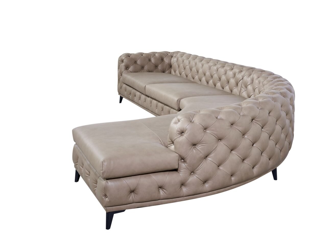 DIvani Casa Kohl - Contemporary Tan LAF Curved Shape Sectional Sofa w/ Chaise - Image 4