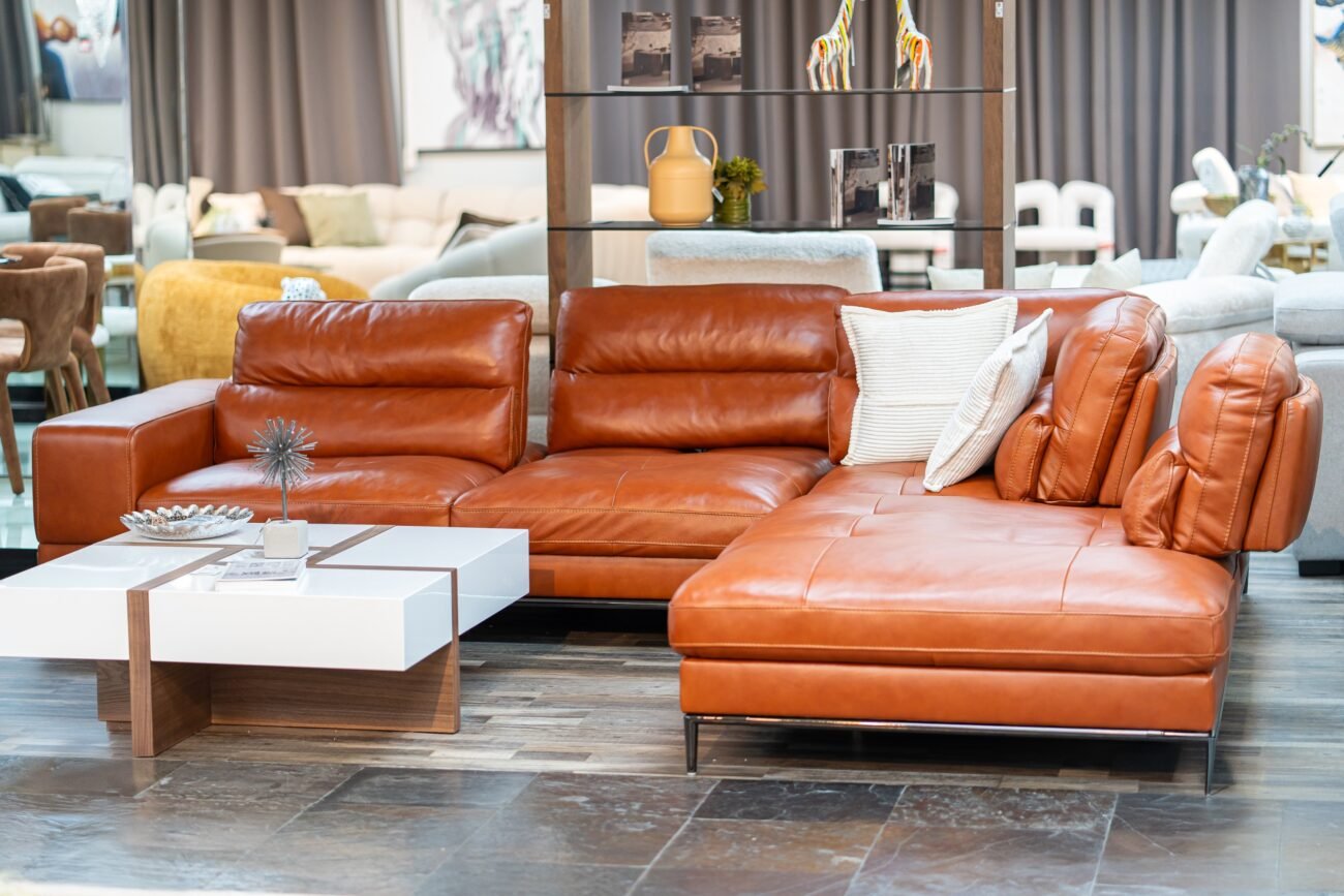 Divani Casa Kudos - Modern Cognac RAF Chaise Sectional Sofa - Image 3