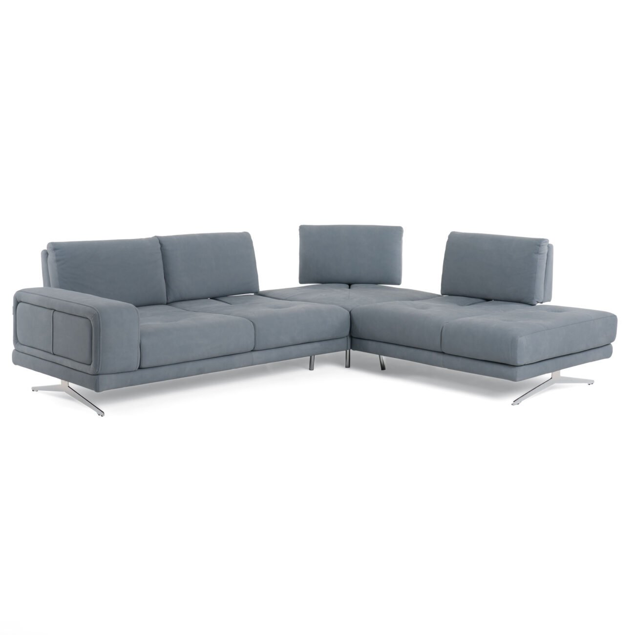 Lamod Italia Mood - Contemporary Blue Leather Right Facing Sectional Sofa - Image 2