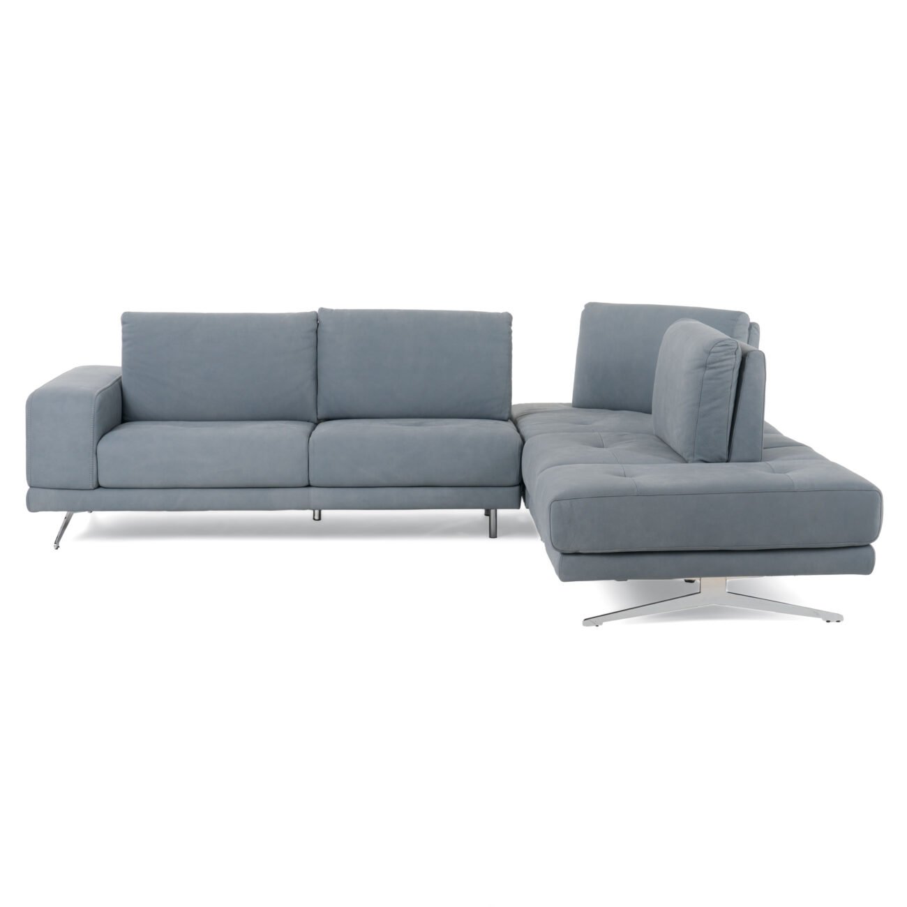 Lamod Italia Mood - Contemporary Blue Leather Right Facing Sectional Sofa - Image 3