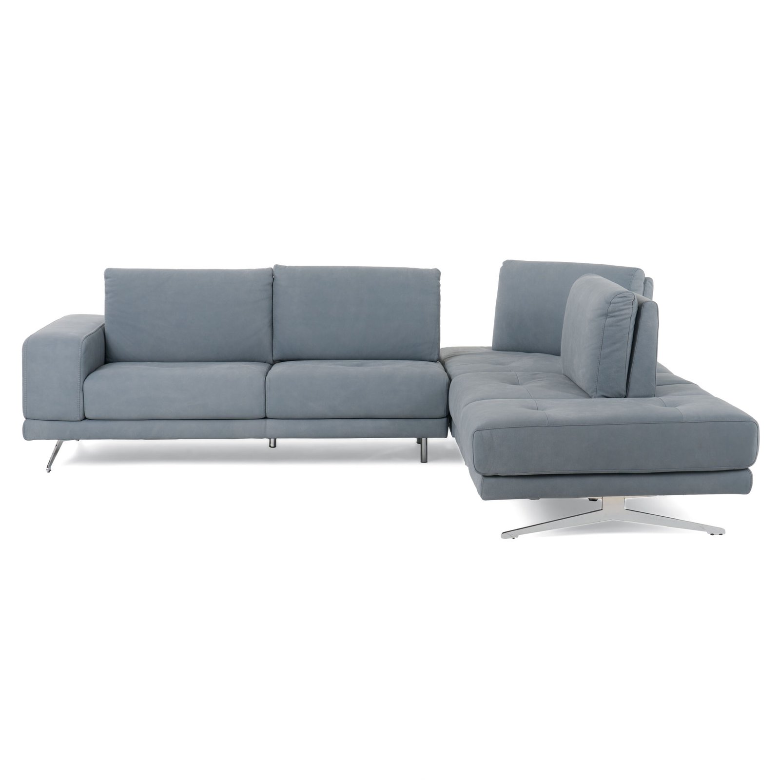 Lamod Italia Mood - Contemporary Blue Leather Right Facing Sectional Sofa - Image 3