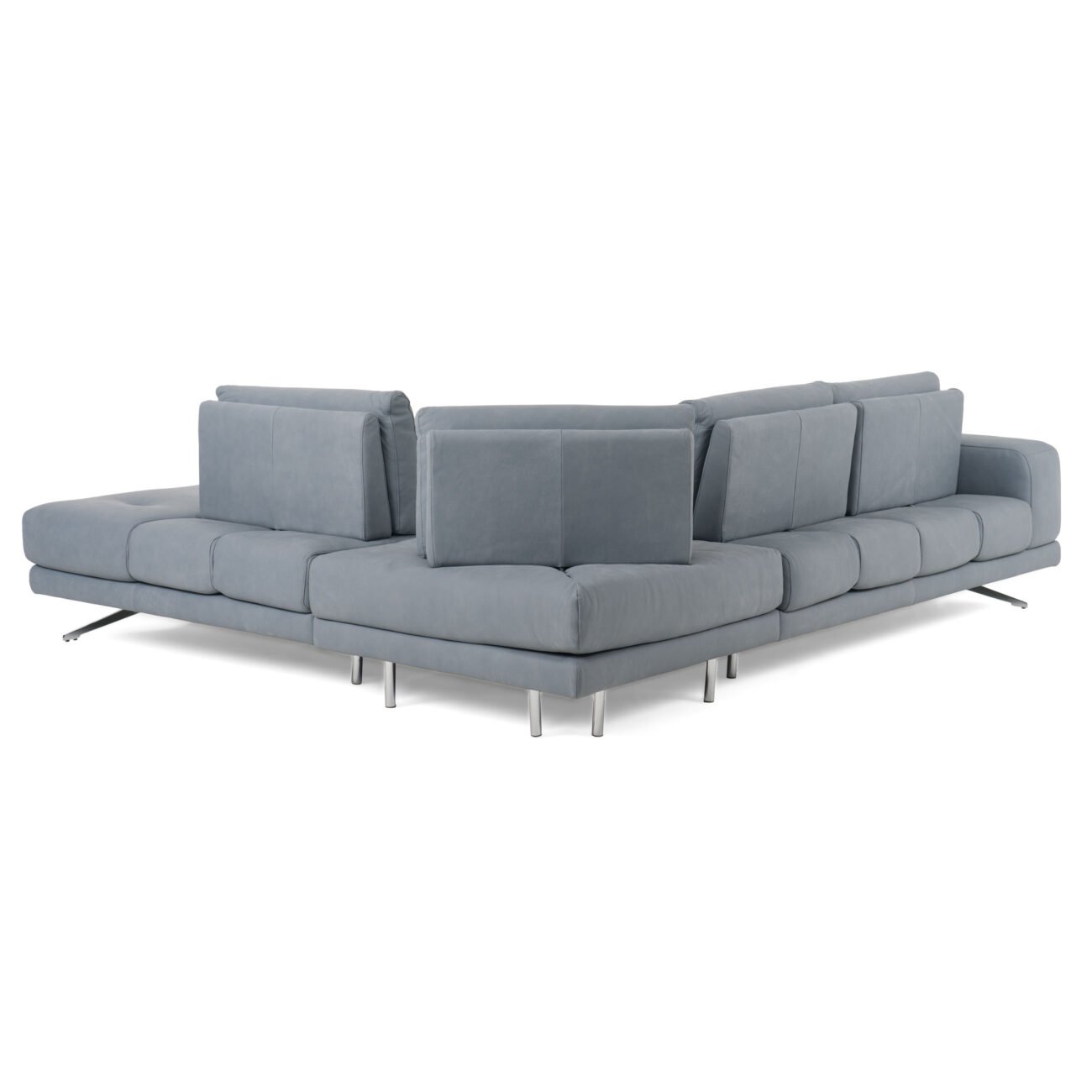 Lamod Italia Mood - Contemporary Blue Leather Right Facing Sectional Sofa - Image 4