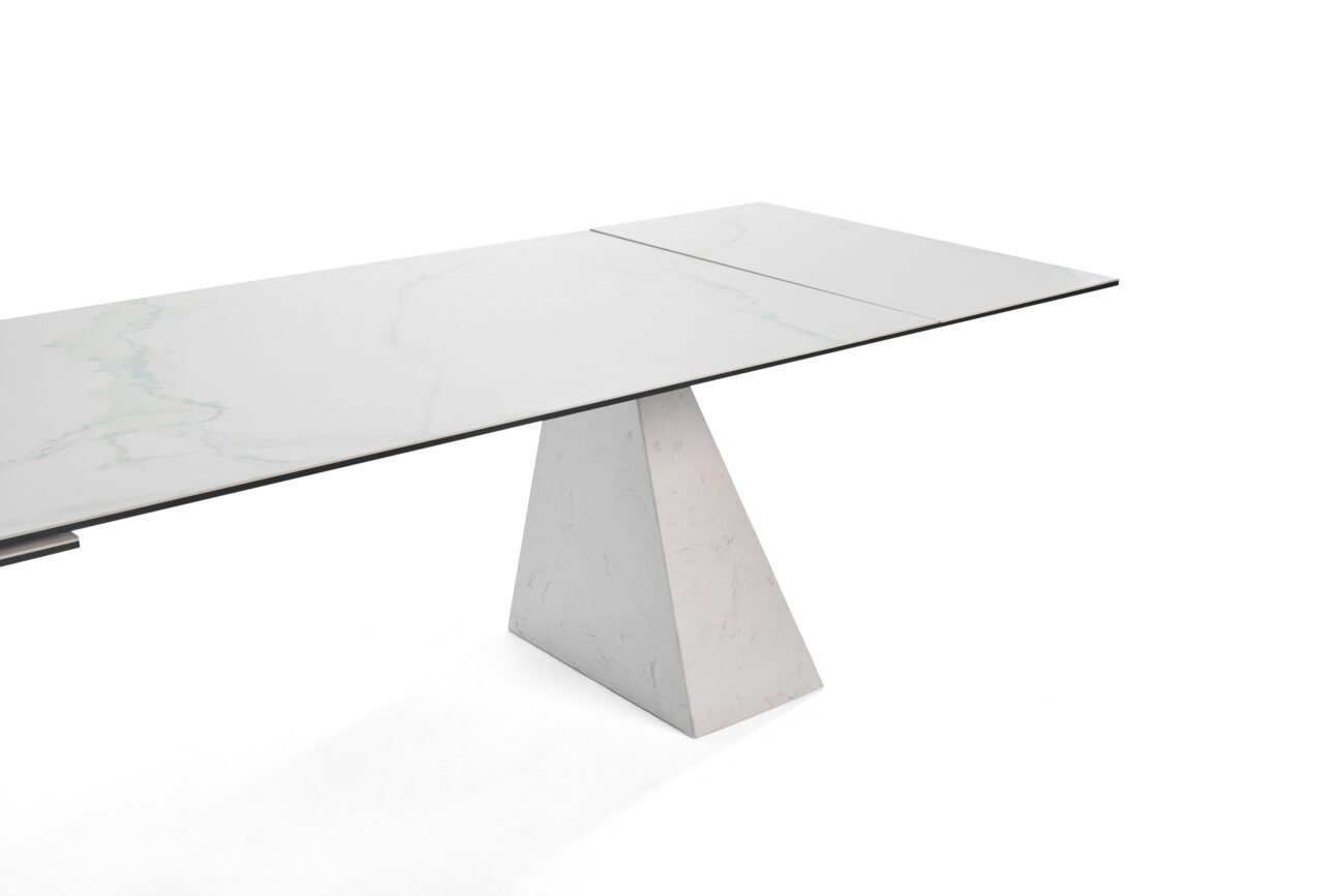 Modrest Latrobe - Modern White Ceramic Quartz 118" Extendable Dining Table - Image 2