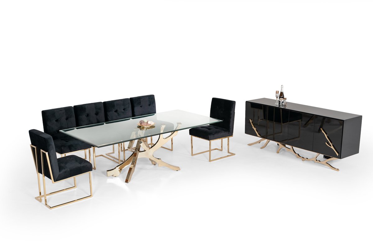 Modrest Legend Modern Glass & Gold Dining Table - Image 5