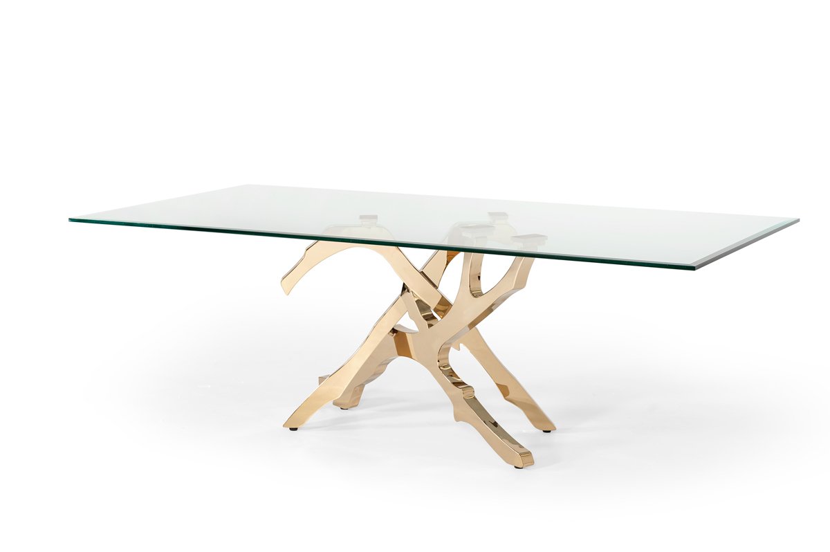 Modrest Legend Modern Glass & Gold Dining Table - Image 3