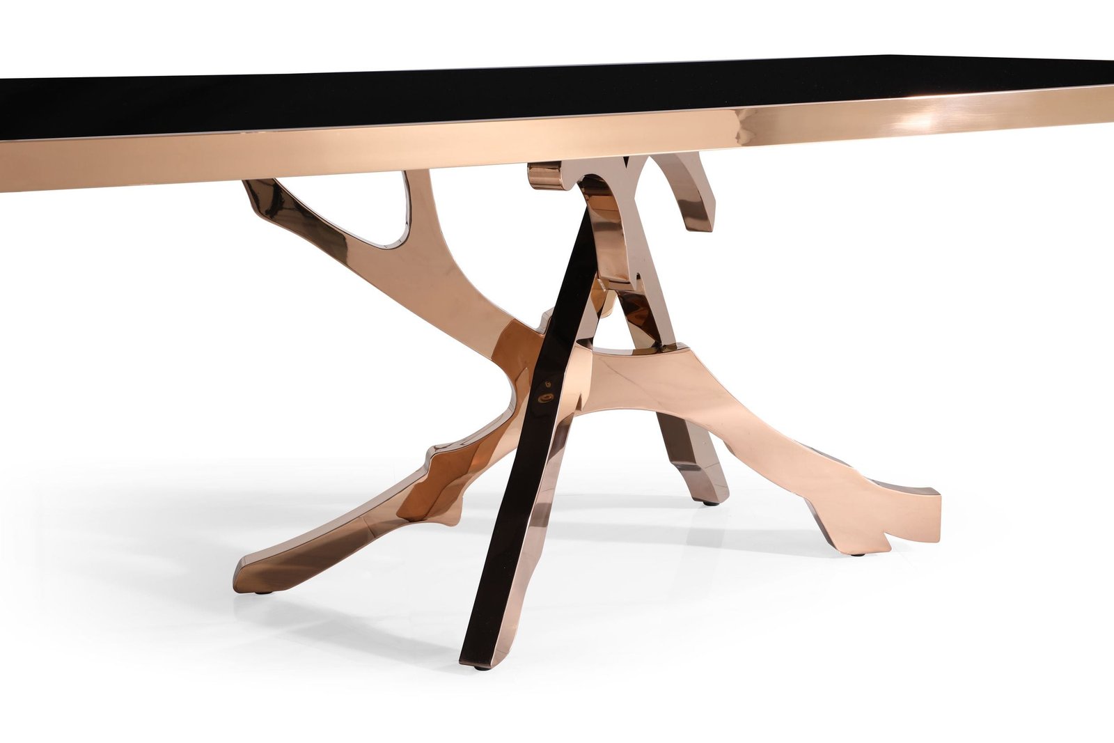Modrest Legend - Modern Black Glass & Rosegold Dining Table - Image 4