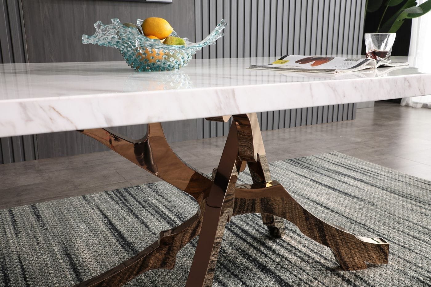 Modrest Legend - Modern White Marble & Rosegold Dining Table - Image 5
