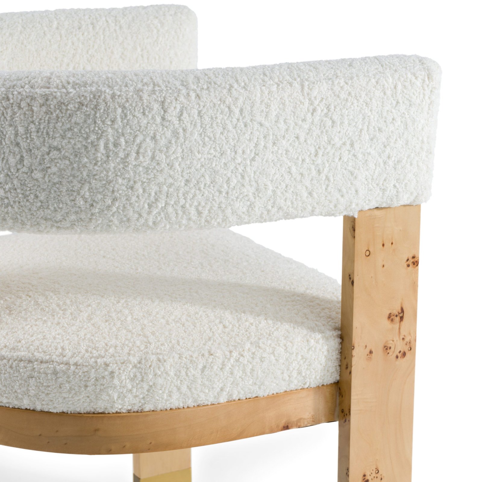 Modrest Letha - Modern Cream Fabric + Burl Dining Chair - Image 5