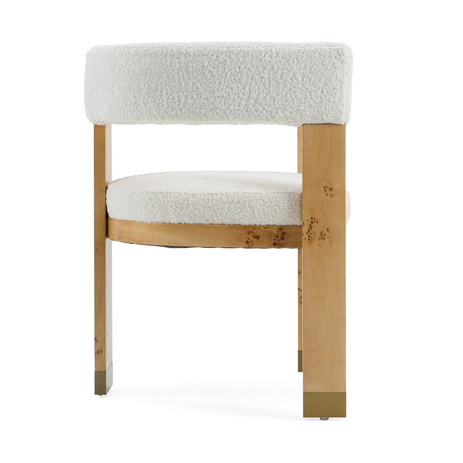 Modrest Letha - Modern Cream Fabric + Burl Dining Chair - Image 2