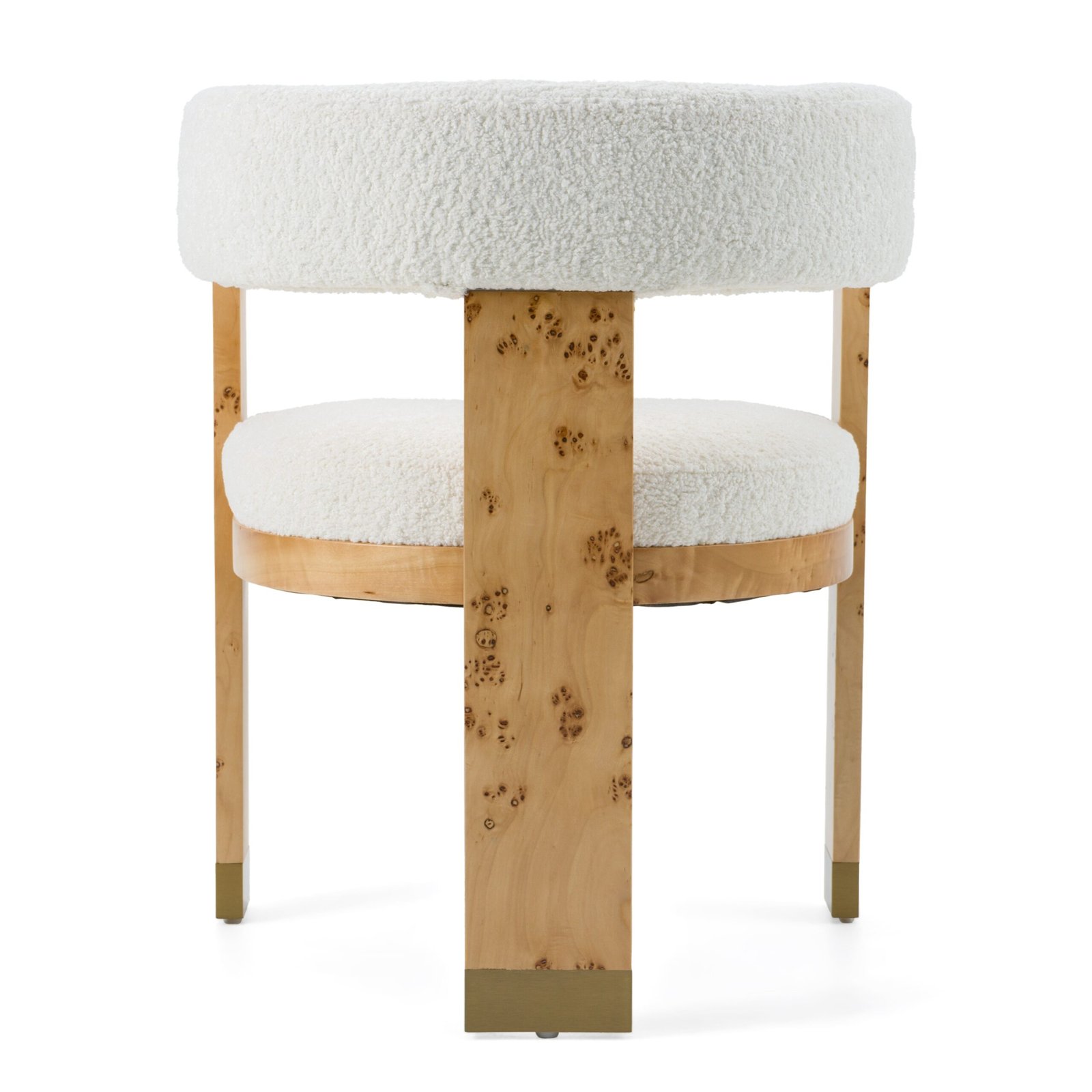 Modrest Letha - Modern Cream Fabric + Burl Dining Chair - Image 3