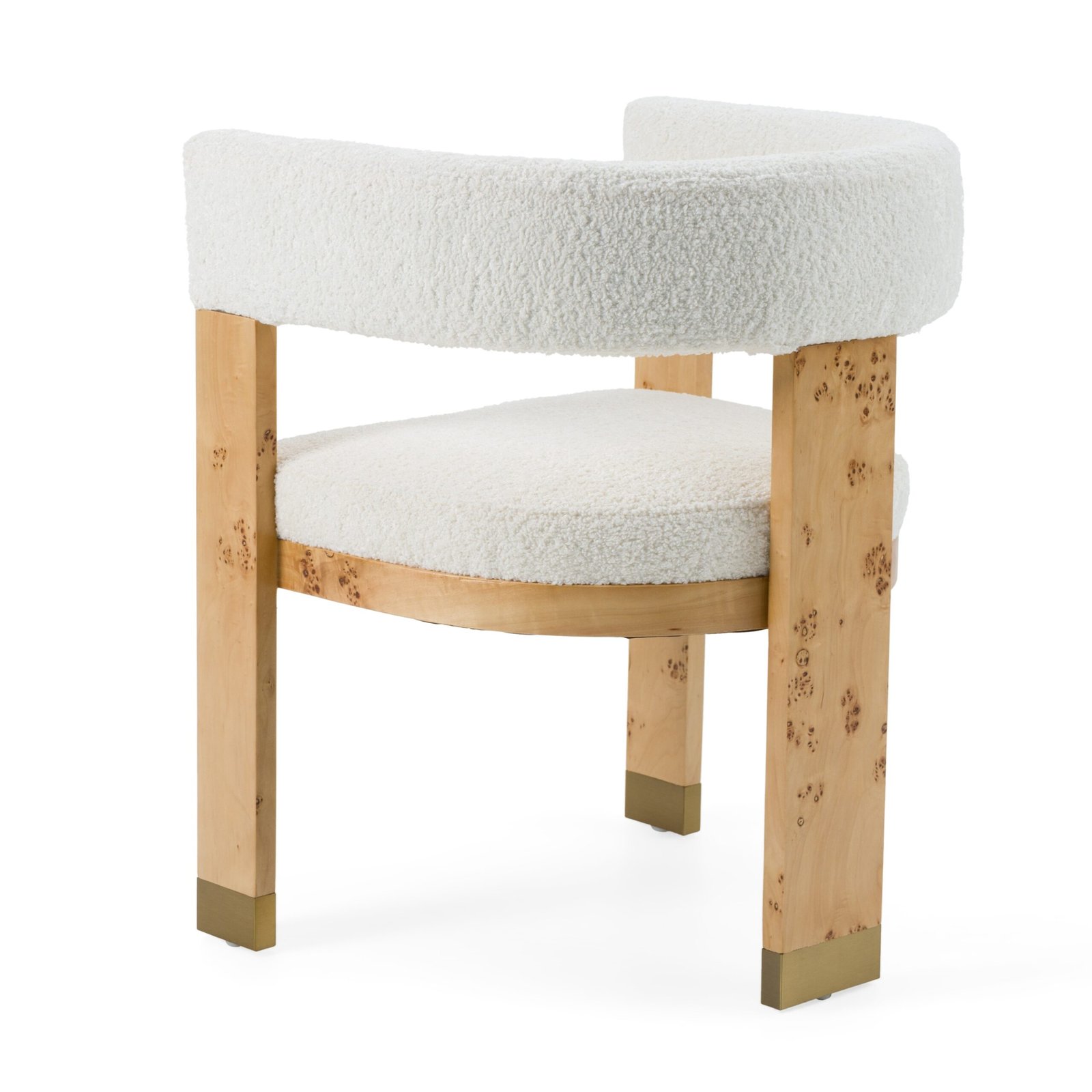Modrest Letha - Modern Cream Fabric + Burl Dining Chair - Image 4