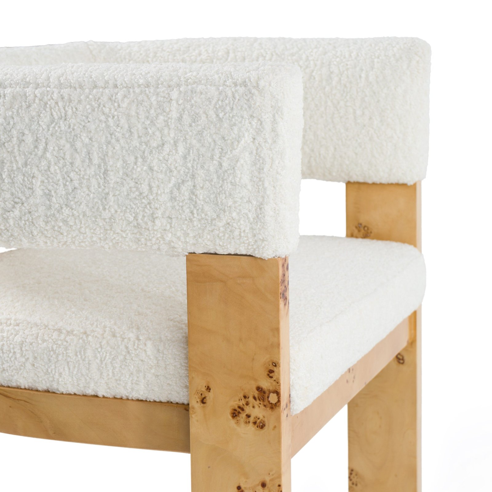 Modrest Letha - Modern Cream Fabric + Burl Counter Chair - Image 5