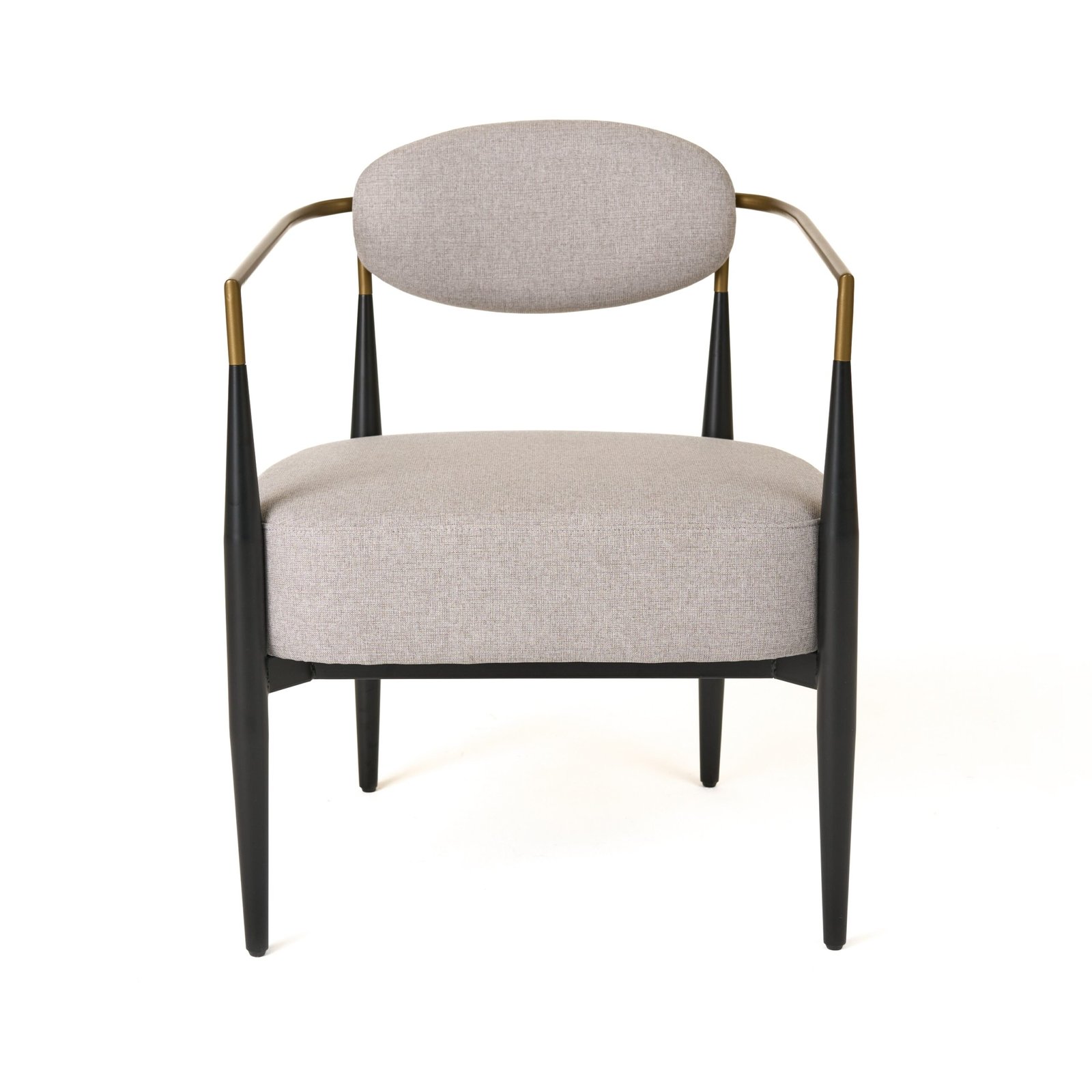 Modrest Liberty - Modern Beige Fabric + Black & Gold Accent Chair - Image 3